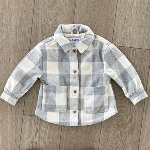 Old Navy white & Gray Plaid Button Jacket size 2T